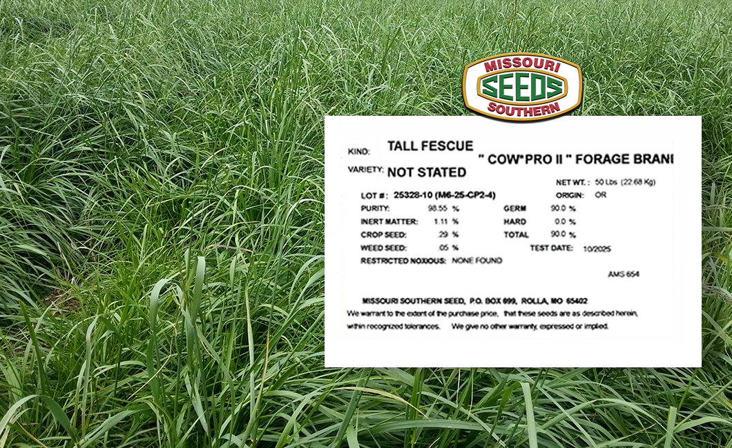 CowPro Fescue with seed label